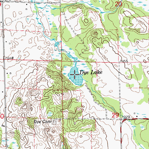 Topographic Map of Dye Lake, MI