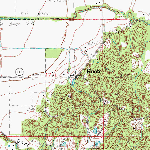 Topographic Map of Knob, AR