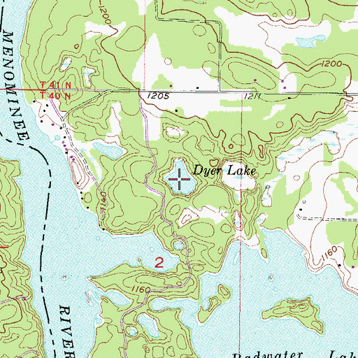 Topographic Map of Dyer Lake, MI