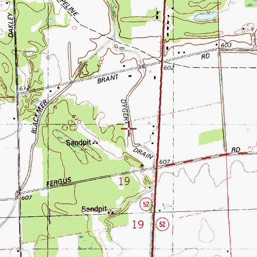 Topographic Map of Dygert Drain, MI