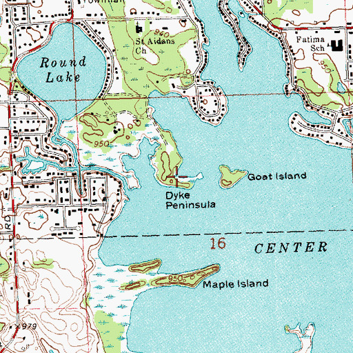 Topographic Map of Dyke Peninsula, MI