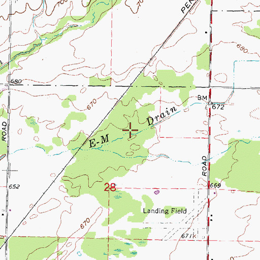 Topographic Map of E-M Drain, MI