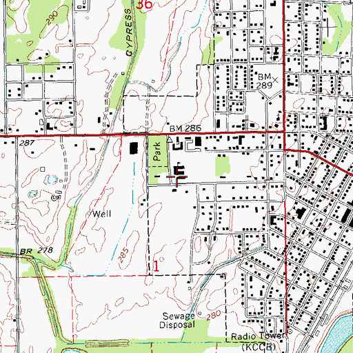 Topographic Map of Park Elementary School, AR