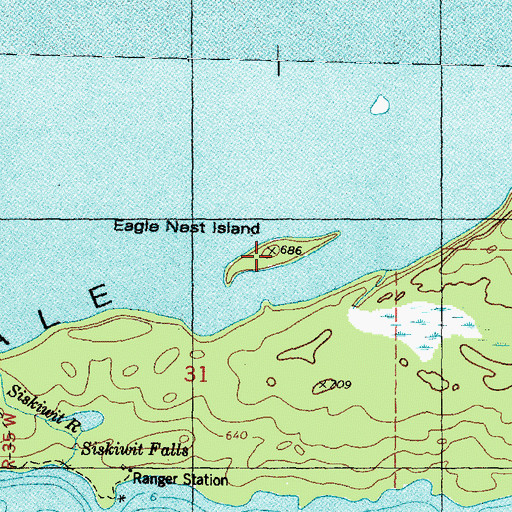 Topographic Map of Eagle Nest Island, MI