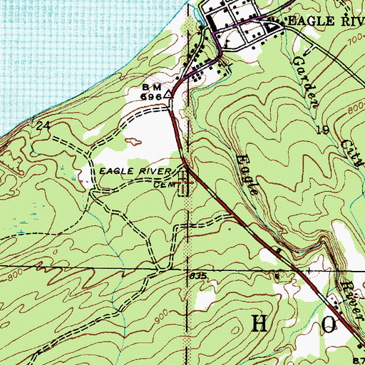 Topographic Map of Eagle River Cemetery, MI