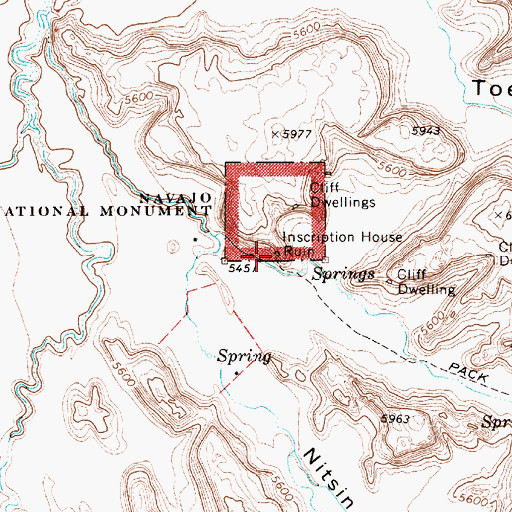 Topographic Map of Inscription House Ruin, AZ