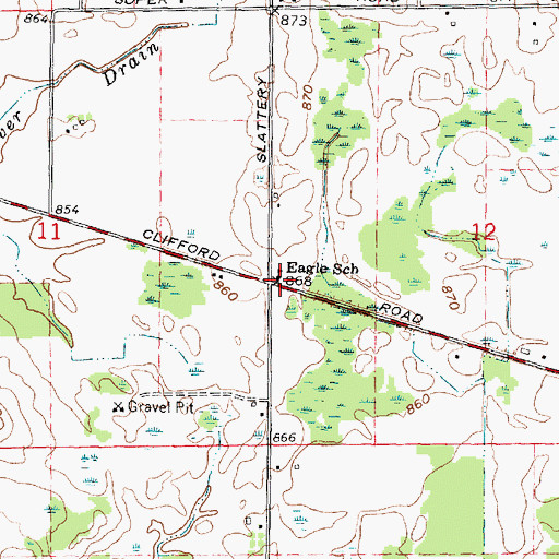 Topographic Map of Eagle School, MI