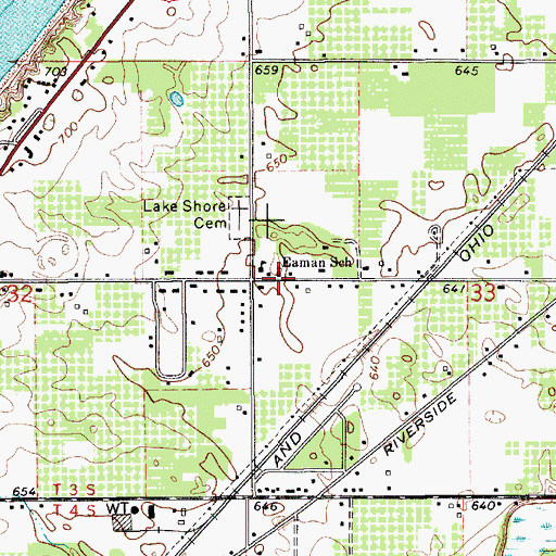 Topographic Map of Eaman School, MI
