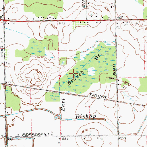 Topographic Map of Earl Branch Drain, MI