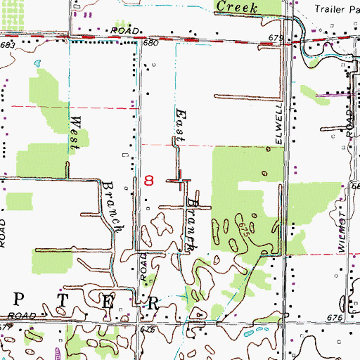 Topographic Map of East Branch, MI