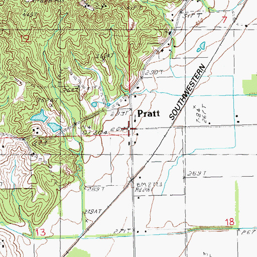 Topographic Map of Pratt, AR