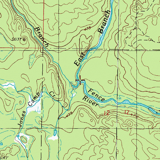 Topographic Map of East Branch Fence River, MI