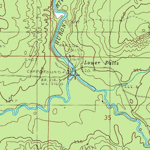 Topographic Map of East Branch Huron River, MI