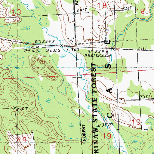 Topographic Map of East Branch Rainy River, MI