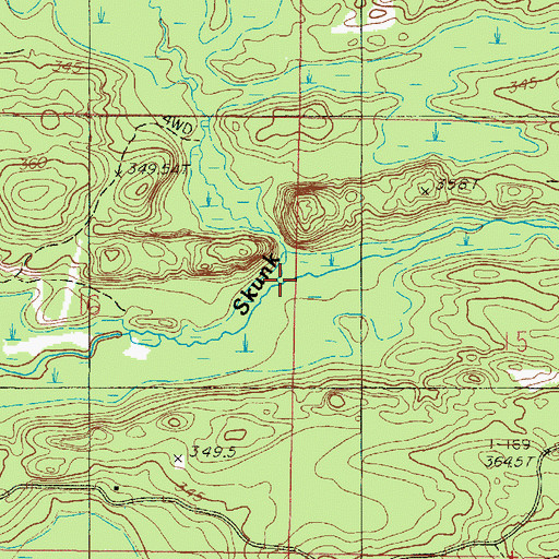 Topographic Map of East Branch Skunk Creek, MI