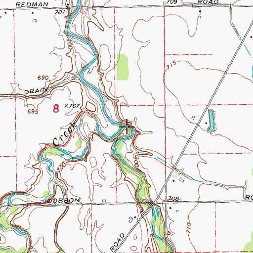 Topographic Map of East Branch Willow Creek, MI