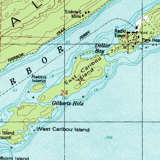 Topographic Map of East Caribou Island, MI