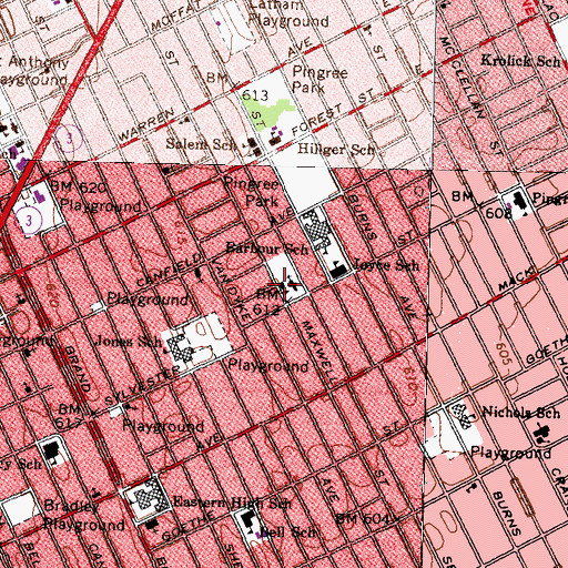 Topographic Map of East Catholic High School, MI