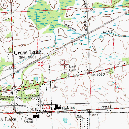 Topographic Map of Oakwood Cemetery, MI