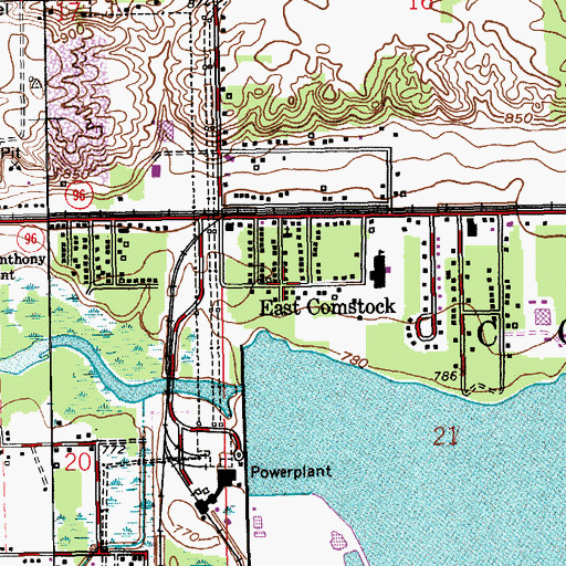 Topographic Map of East Comstock, MI