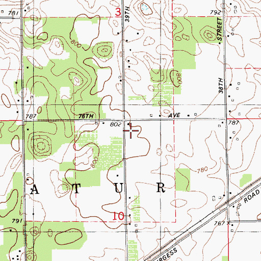 Topographic Map of East Decatur School, MI