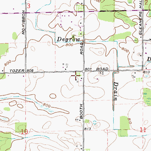 Topographic Map of East Deerfield Church, MI