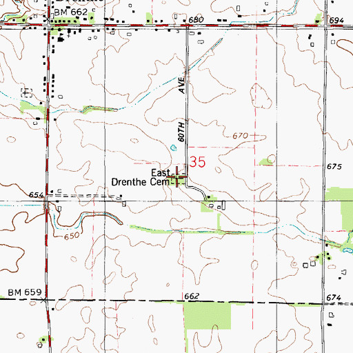 Topographic Map of East Drenthe Cemetery, MI