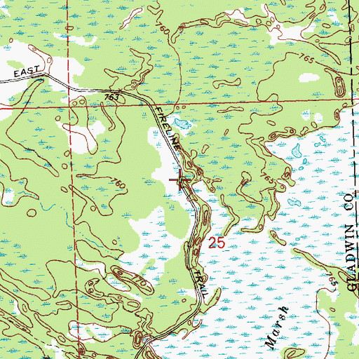 Topographic Map of East Fireline Trail, MI