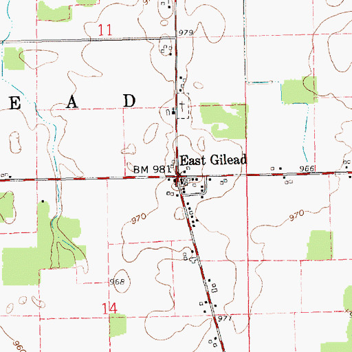 Topographic Map of East Gilead, MI