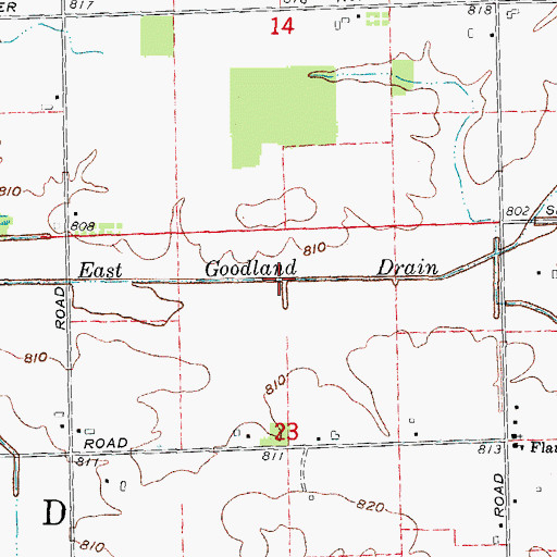 Topographic Map of East Goodland Drain, MI