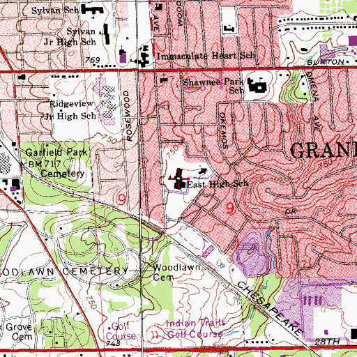 Topographic Map of East High School, MI