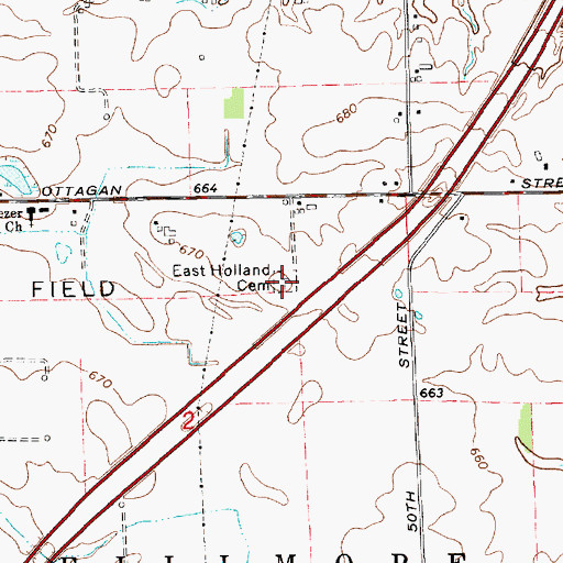 Topographic Map of East Holland Cemetery, MI