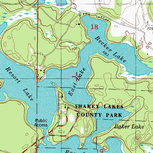 Topographic Map of East Lake, MI