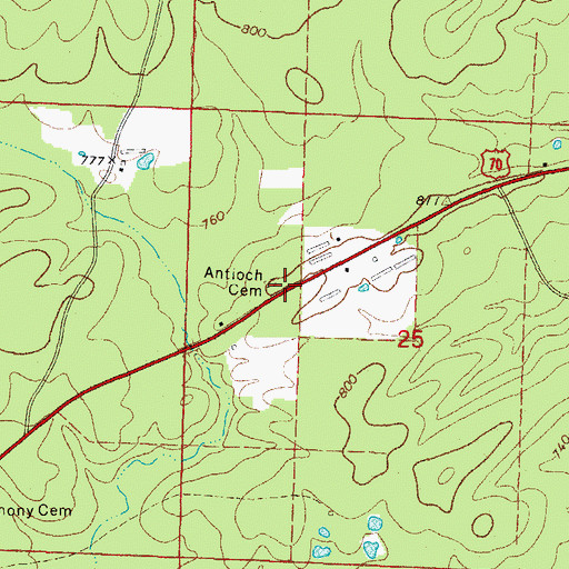 Topographic Map of Antioch Church (historical), AR