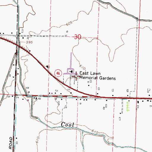 Topographic Map of East Lawn Memorial Gardens, MI