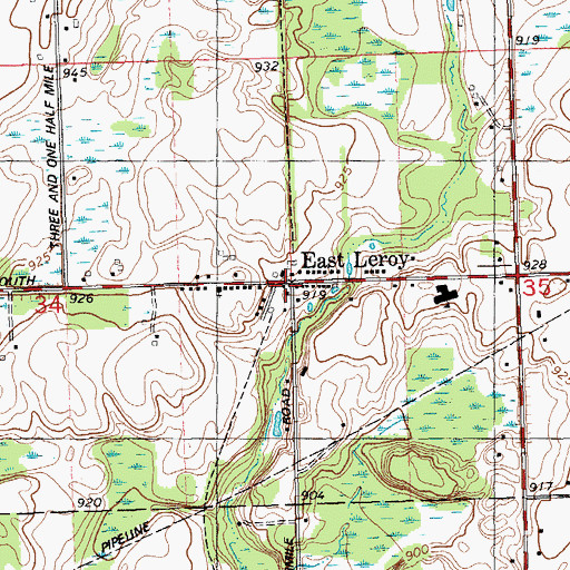 Topographic Map of East Leroy, MI