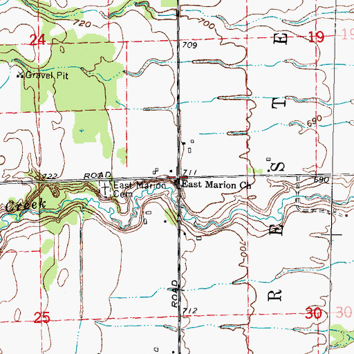 Topographic Map of East Marion Church, MI