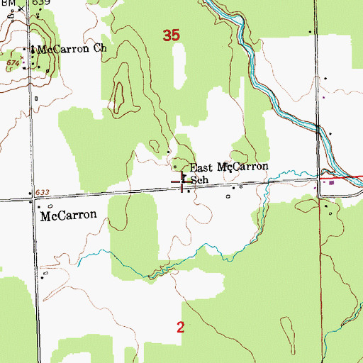 Topographic Map of East McCarron School, MI