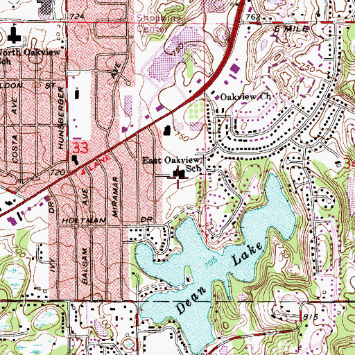 Topographic Map of East Oakview School, MI