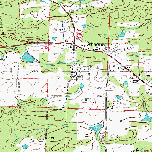 Topographic Map of Athens Cemetery, AR