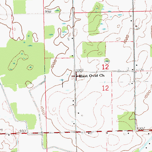 Topographic Map of East Ovid Church, MI