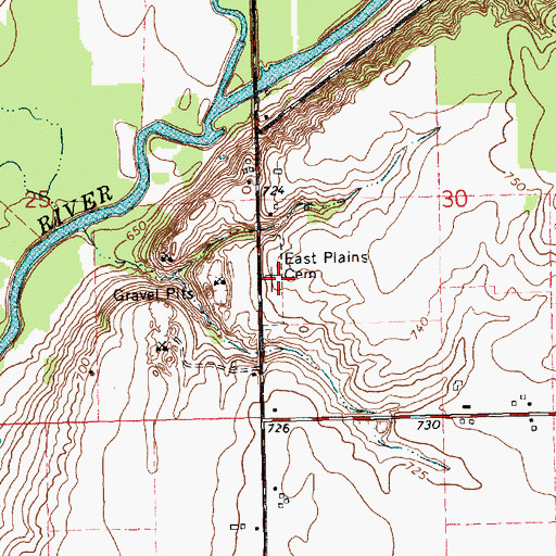 Topographic Map of East Plains Cemetery, MI