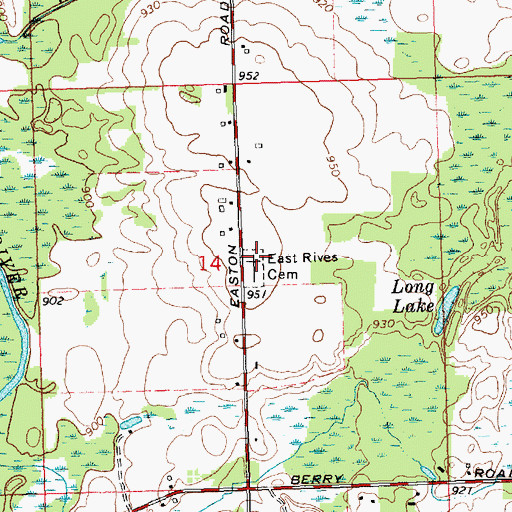 Topographic Map of East Rives Cemetery, MI