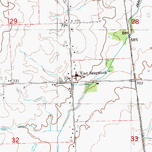 Topographic Map of East Saugatuck Church, MI