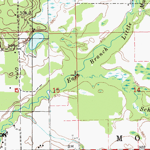 Topographic Map of East Schrader Creek, MI