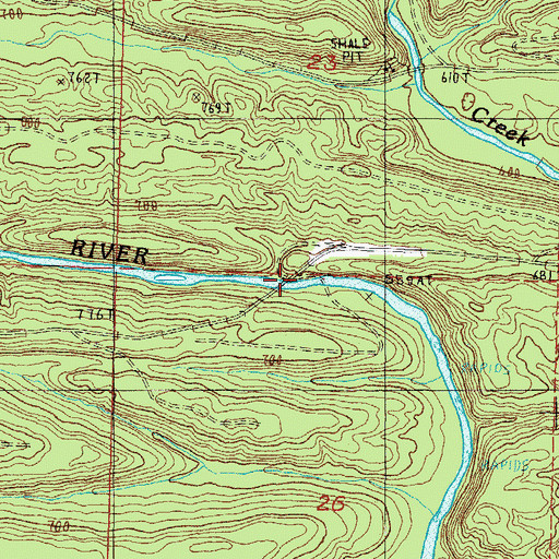 Topographic Map of Baker Ford, AR