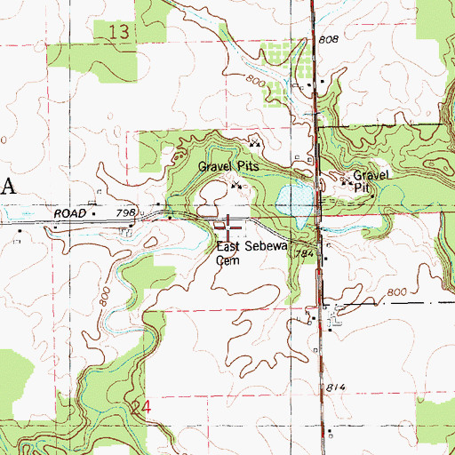 Topographic Map of East Sebewa Cemetery, MI