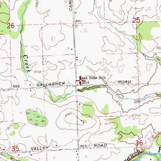 Topographic Map of East Side School, MI