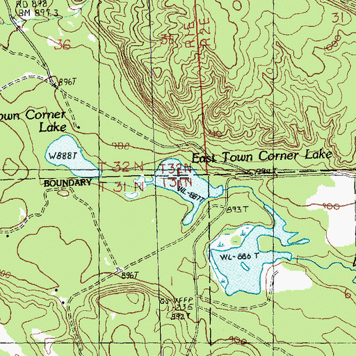 Topographic Map of East Town Corner Lake, MI