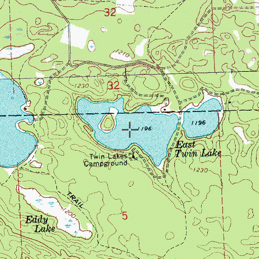 Topographic Map of East Twin Lake, MI